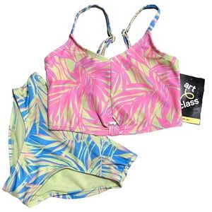 NWT | ART CLASS | TROPICAL PALM PRINT BIKINI SET | MULTI | GIRL | XS (4/5)